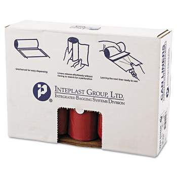 Inteplast Group Biohazard Low-Density Commercial Can Liners, Coreless Interleaved Roll, 4 gal, 1.3 mil, 40" x 46", Red, 20/Roll, 5 Rolls/CT