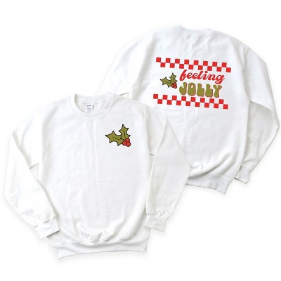 Simply Sage Market Women's Graphic Sweatshirt Feeling Jolly Checkered Front and Back