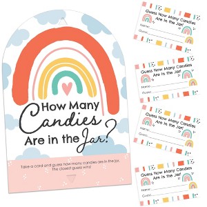 Big Dot of Happiness Hello Rainbow - How Many Candies Boho Baby Shower and Birthday Party Game - 1 Stand and 40 Cards - Candy Guessing Game - 1 of 4
