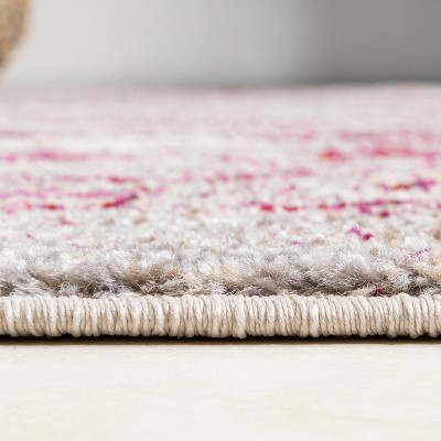 Serene Abstract Maroon and Cream 5'x8' Synthetic Area Rug