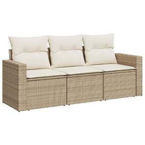 vidaXL 3 Piece Patio Sofa Set with Cushions - Beige and Cream Without Table - 1 of 4