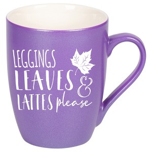 Elanze Designs Leggings Leaves & Lattes Please Passion Purple 10 ounce New Bone China Coffee Cup Mug - 1 of 4