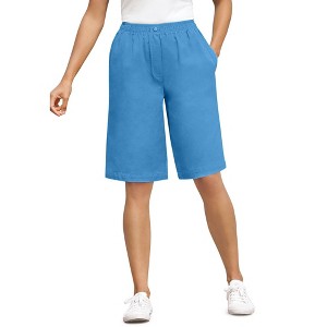 Woman Within 7-Day Elastic-Waist Pull-On Cotton Denim Shorts - 1 of 4