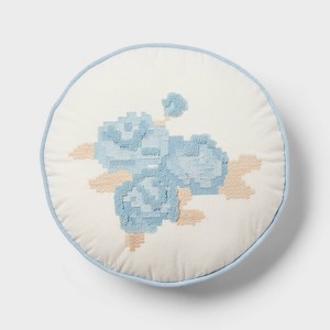 Flower Round Decorative Throw Pillow Light Blue - Room Essentials™ - 1 of 4