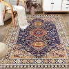 Gulches 5x7 Faded Bohemian Floral Area Rug - Faux Wool, Non Slip, Machine Washable, Vintage Tones - 2 of 4