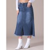 INSPIRE CHIC Women's Denim High Waisted A-Line Fishtail Hem Long Jean Skirt - 2 of 4