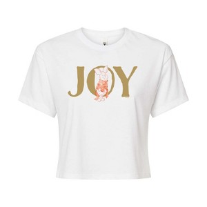 Women's - Winnie the Pooh - Piglet's Christmas Joy Cropped Graphic T-Shirt - 1 of 4