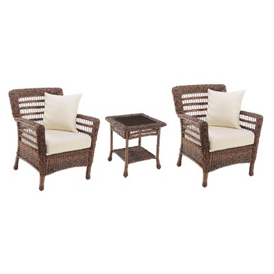 3pc Modern Concept Faux Sea Grass Resin Rattan Bistro Set - W Unlimited