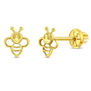 Girls' Sweet Honey Bee Screw Back 14k Gold Earrings - In Season Jewelry - 1 of 3