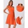 INSPIRE CHIC Women's Christmas Party Elegant Flared Bow One Shoulder Evening Cocktail Dresses - 2 of 4