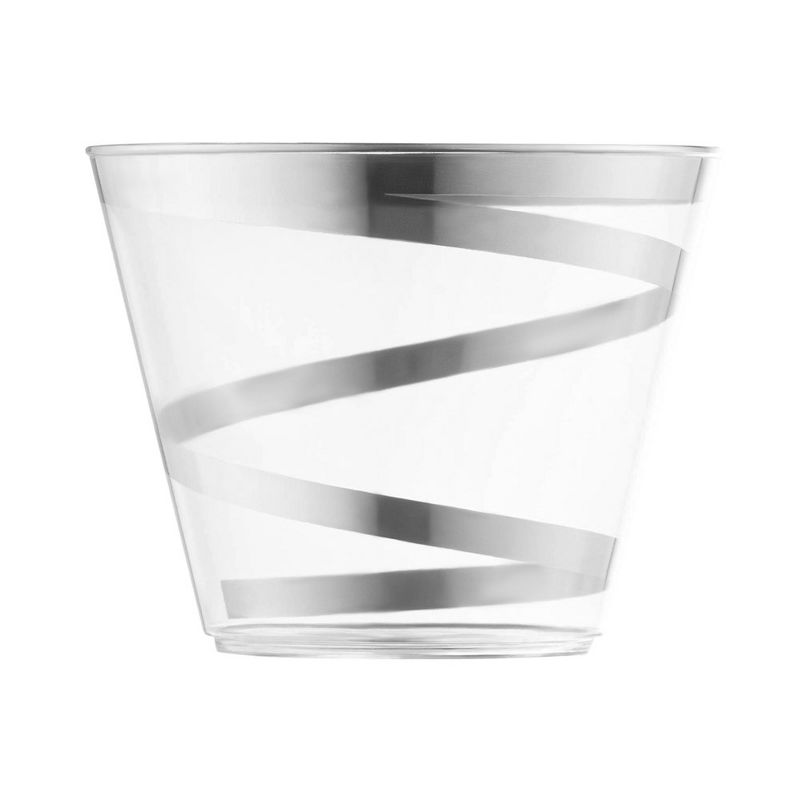 Smarty Had A Party 9 oz. Clear with Silver Swirl Round Disposable Plastic Party Cups (240 Cups), 1 of 2