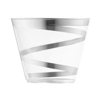 Smarty Had A Party 9 oz. Clear with Silver Swirl Round Disposable Plastic Party Cups (240 Cups)