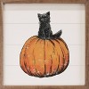 Kendrick Home Vintage Halloween Cat On Pumpkin Wall Art White - 2 of 4