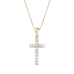 Ross-Simons 0.25 ct. t.w. Diamond Cross Pendant Necklace in 14kt Yellow Gold - 1 of 3