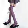 Anna-Kaci Women's Over-the-Knee Knit Socks with Diamond Pattern and Ribbon Bow Detail - 3 of 4