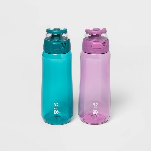 32oz Plastic Water Bottle 2pk Purple Gaze And Tactful Teal - All In Motion™  : Target