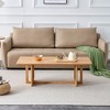 CENGHU Chinese Style Log Wind Imitation Rattan Coffee Table, Solid Wood Glass Desktop Tea Table Rattan Woven, Side Table for Living Room, Natural - 2 of 4