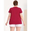 Agnes Orinda Women's Plus Size Top V Neck Flutter Sleeves Layered Chiffon Ruffle Elegant Blouses - 4 of 4