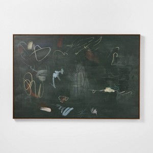 60"x40" Dark Abstract Framed Wall Art - Threshold™ designed with Studio McGee: Modern Canvas, D-Ring Mount - 1 of 3