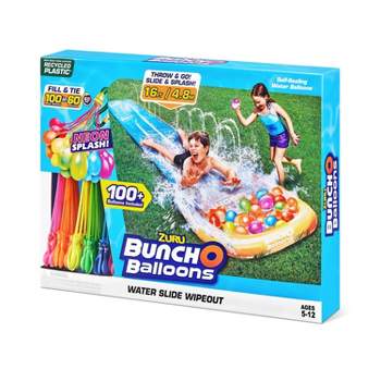 Bunch O Balloons Water Slide Wipeout 1 Lane with 100pc Neon Water Balloons by ZURU