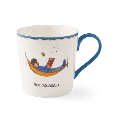 Kit Kemp by Spode 12oz Doodle Mug, Bee Yourself- Unique Doodle Pattern, Fine China, Dishwasher Safe, For Coffee and Tea, Ideal Celebration Gift