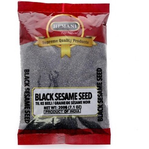 HEMANI Sesame Seeds Whole Black - Raw (Kala Till) - 200g (7.1 oz) - All Natural - Gluten Friendly - NON-GMO - Vegan - Indian Origin - 1 of 2
