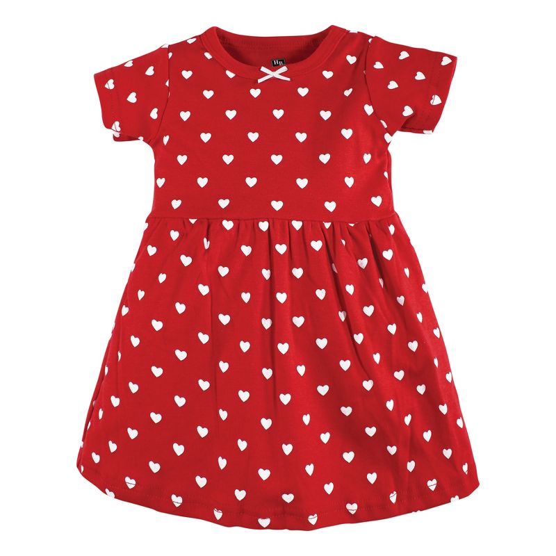 Hudson Baby Infant and Toddler Girl Cotton Dresses, Red Pink Hearts, 5 of 6