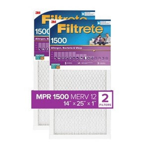 Filtrete 14x25x1 2pk Allergen Bacteria and Virus Air Filter 1500 MPR: MERV 12 Electrostatic Furnace Filter, Captures Dust & Pollen - 1 of 4