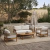 LuxenHome Outdoor Acacia Wood with Rope Sides 4-Person Club Patio Set with Coffee Table - 2 of 4