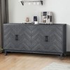 Vintage 4-Door Lacquered Buffet Cabinet with Adjustable Shelves, Thickened MDF and Pine Wood Storage for Entryway, Living Room, Sideboard Console - 2 of 4