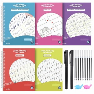 Enday Magic Grooved Writing Practice for Kids - 5 Books and Pens - Writing Practice for Kids Age 3-5, Grooved Handwriting Practice for Kids 5-7, - 1 of 4