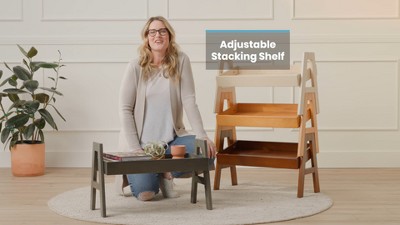 Dark Walnut Adjustable Stacking Shoe Organizer