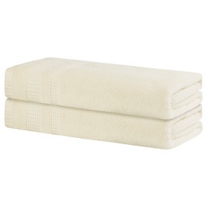 Unique Bargains Luxury 100% Cotton Quick Dry Highly Absorbent Bath Towel 2 Packs - 1 of 4