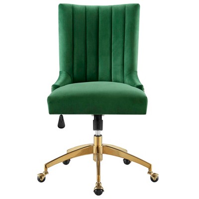 Ergonomic Executive Swivel Office Chair in Gold Emerald with Metal Base