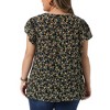 Women's Plus Size Floral Pleated Front Crew Neck Tulip Sleeve Dressy Summer  Blouse - Agnes Orinda - 4 of 4