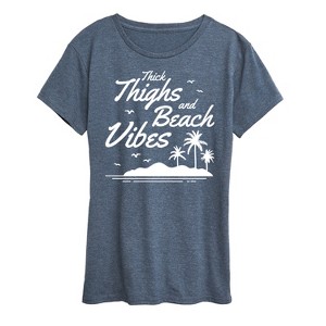 Women's - Instant Message - Thick Thighs Beach Vibes Short Sleeve Graphic T-Shirt - 1 of 4