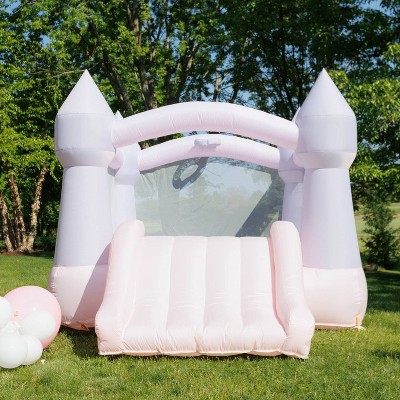 Pastel Pink Inflatable Castle Bounce House with Slide
