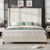 AMERLIFE Size 62" Corduroy Upholstered Bed Frame Extra Tall Wingback Headboard - 3 of 4