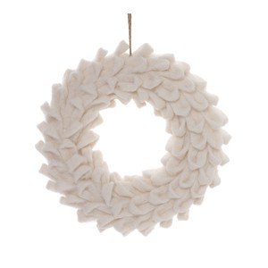 Transpac Foam 14.17 in. White Christmas Soft Touch Wreath - 1 of 4