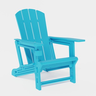 Infurnic Outdoor Portable Chairs Folding Adirondack Wooden Textured with Cup Holder Weather Resistant, Backyard, Garden, Blue, 29.6"*31.4"*36.4"