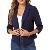 Women's 3/4 Ruched Sleeve Cropped Blazer Shawl Lapel Stylish Open Front Cardigan - 3 of 4