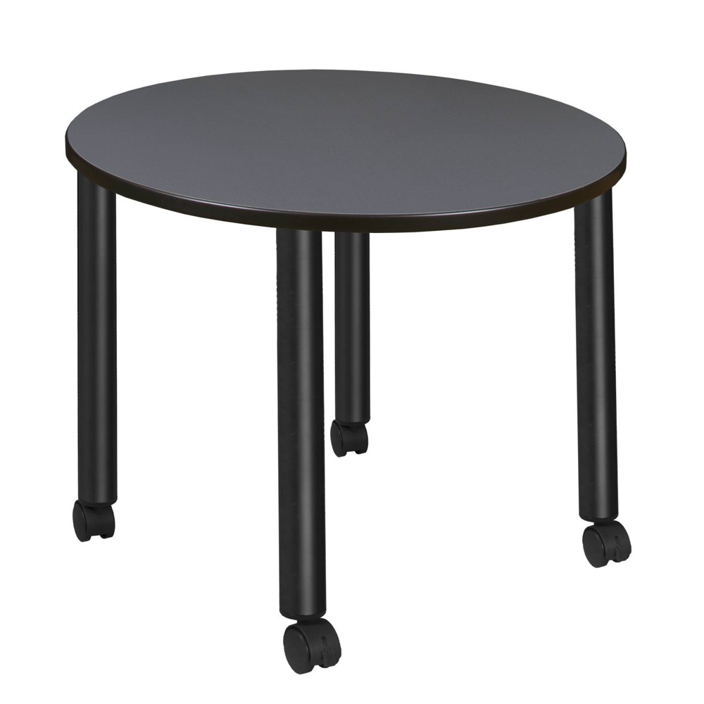 Photos - Dining Table 36" Medium Kee Round Breakroom  with Mobile Legs Gray/Black 