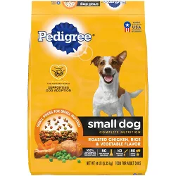 Pedigree Roasted Chicken, Rice & Vegetable Flavor Small Dog Adult Complete Nutrition Dry Dog Food - 14lbs