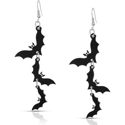 6-Style Asymmetric Gothic Earrings Set - Bat, Spider, Skull & Ghost Dangle Designs with Gift Box, Halloween Party Jewelry