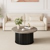 31.9" Round Coffee Table, Mid Century Modern Coffee Table with Metal Base, Fluted Center Table for Living Room, Home Small Space, Apartment - 3 of 4