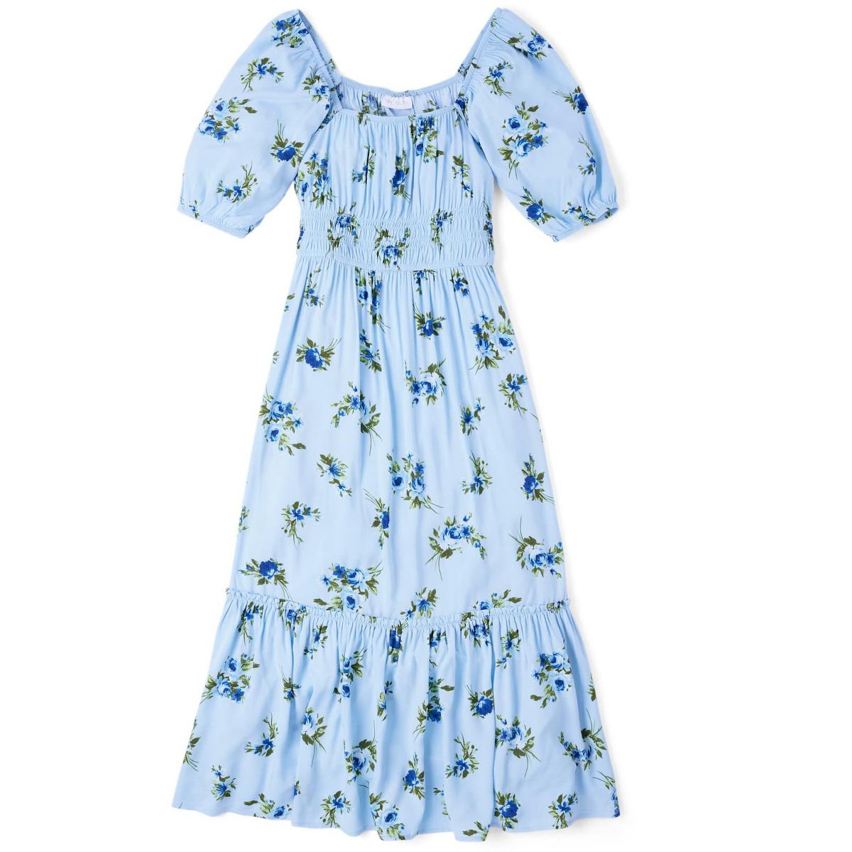 The Children's Place Womens Mommy And Me Three Quarter Sleeve Floral Print Midi Tiered Dress