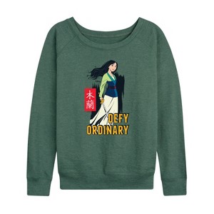 Women's - Disney - Defy Ordinary Lightweight French Terry Wide Neck Long Sleeve Shirt - 1 of 4