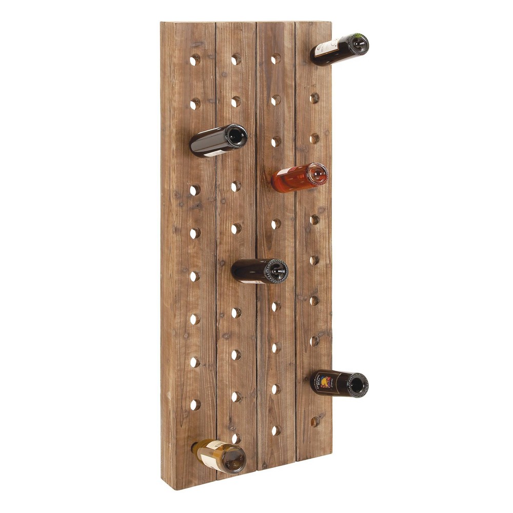 57" x 21" Rustic Wood Wall Wine Rack Brown - Olivia & May