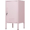 Acekool Lockable Metal End Table with Single Door, 2 Adjustable Shelves, Modern Minimalist Storage Cabinet for Bedroom and Living Room, Pink - 4 of 4