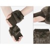 INSPIRE CHIC Women's Elastic Faux Fur Knit Half Finger Thumb Hole Wrist Sleeves Gloves for Windproof Dress 1Pair - 3 of 4